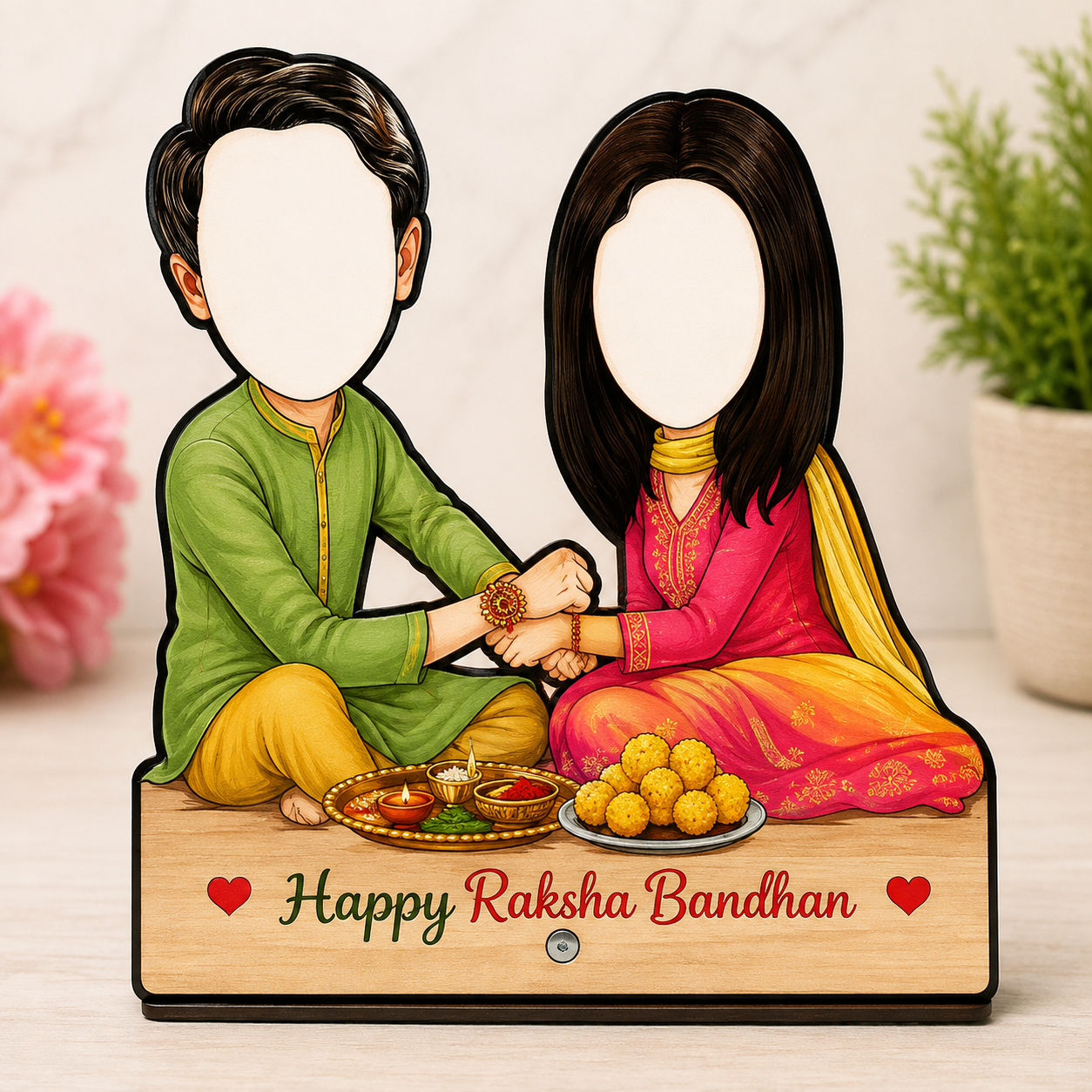 Personalized Happy Rakhi Caricature Frame Rakhi