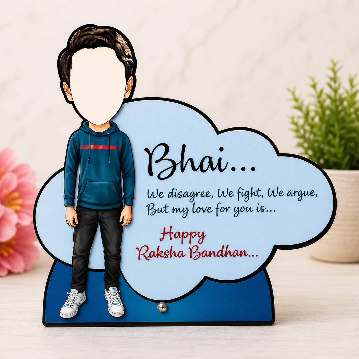 Personalized Happy Rakhi Caricature Frame Rakhi