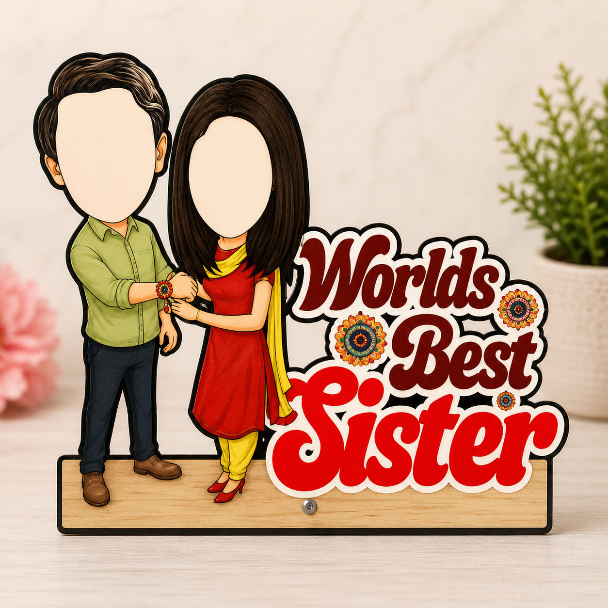 Personalized Happy Rakhi Caricature Frame Rakhi
