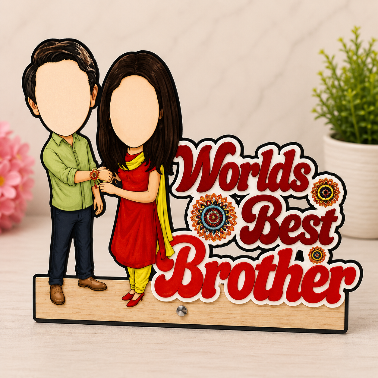 Personalized Happy Rakhi Caricature Frame Rakhi