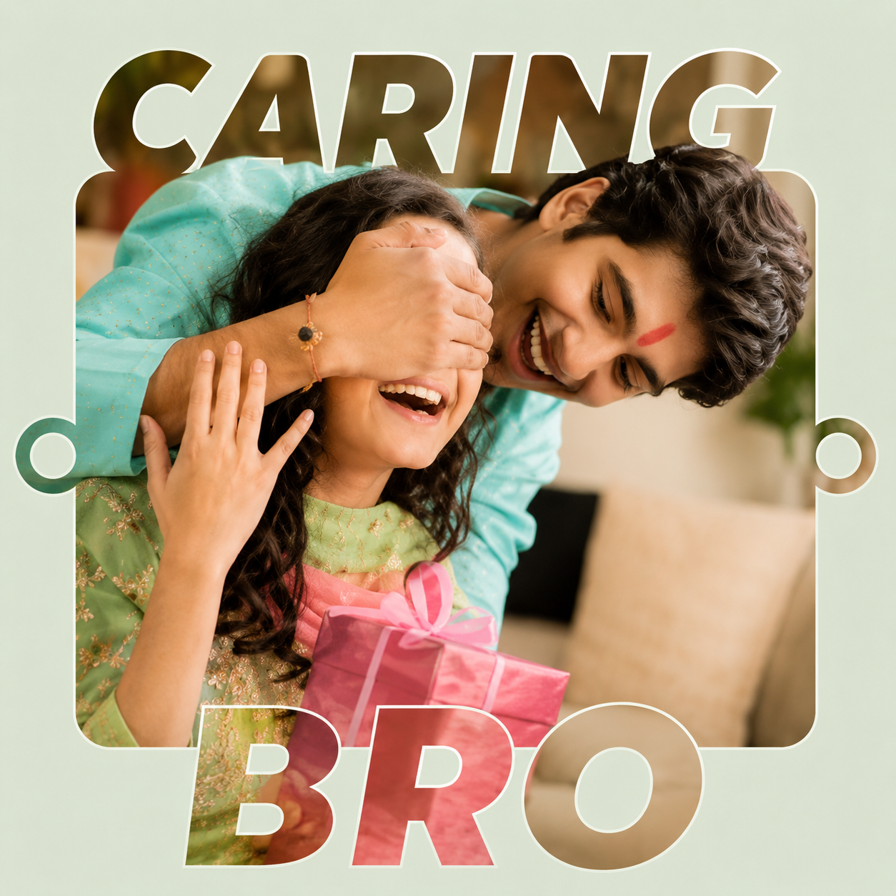 Caring Brother Photo MDF Text Rakhi