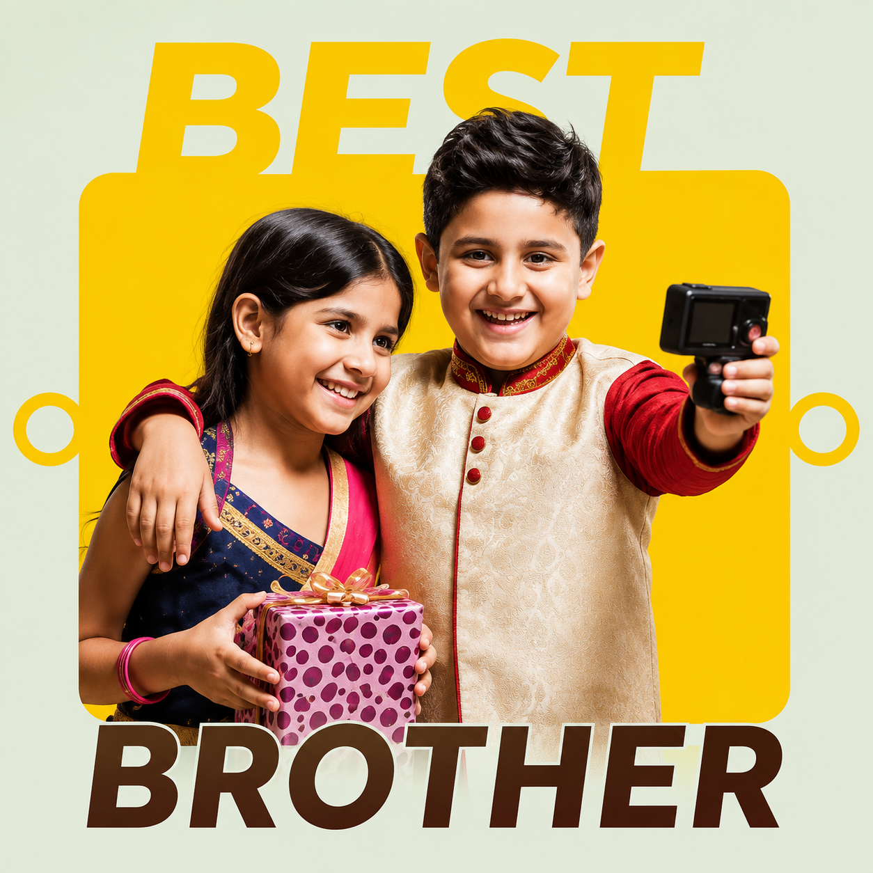 Caring Brother Photo MDF Text Rakhi