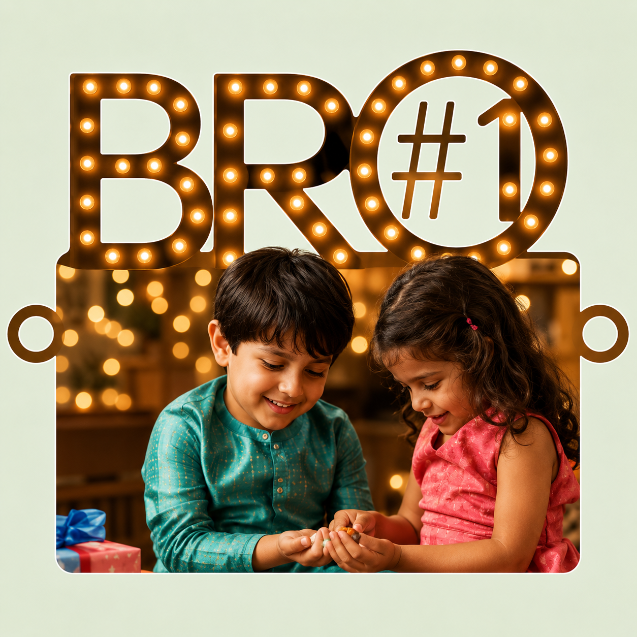 Caring Brother Photo MDF Text Rakhi
