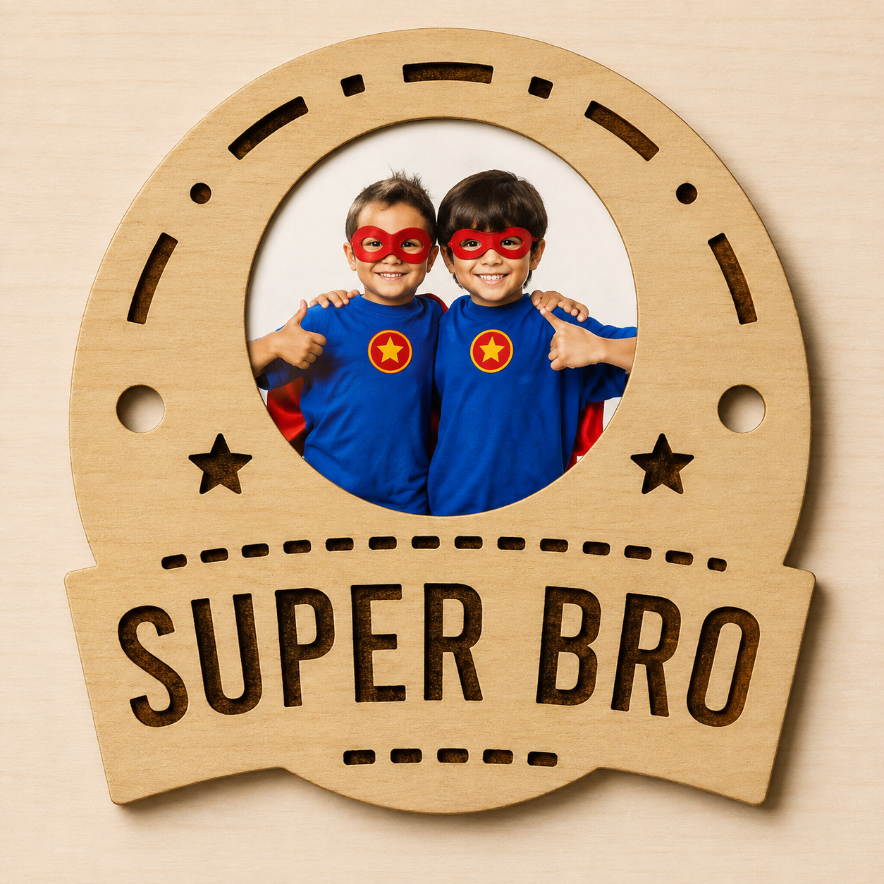 Personalized Supper Bro Wooden Sublimation Engraved Rakhi