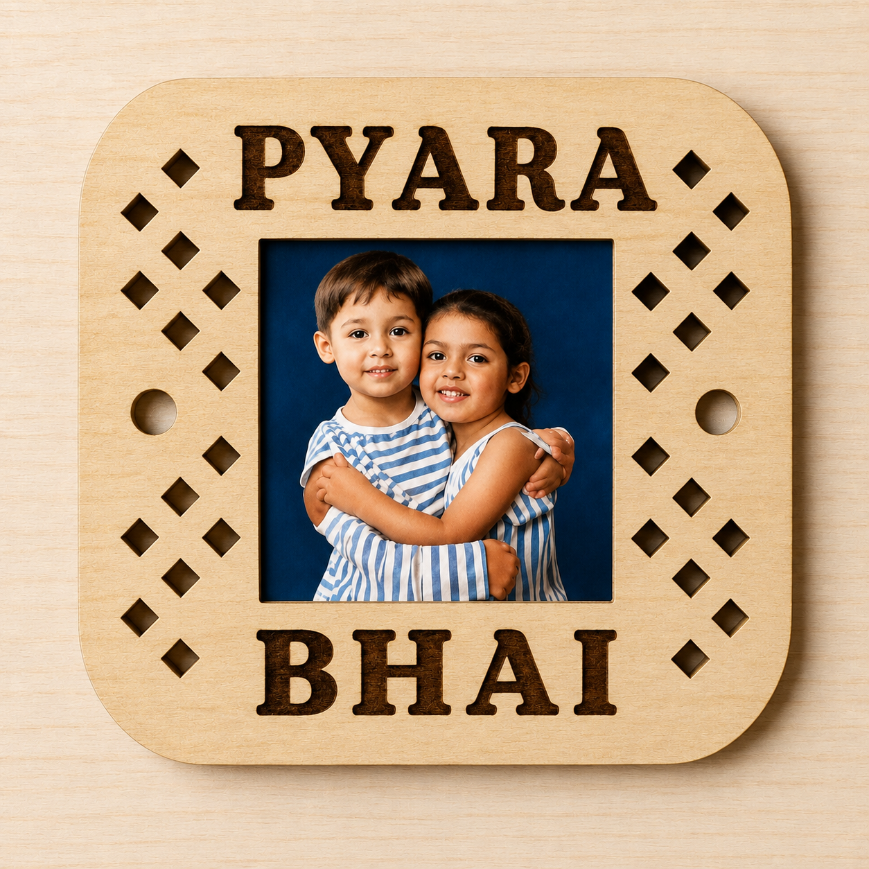 Personalized Pyara Bhai Wooden Sublimation Engraved Rakhi