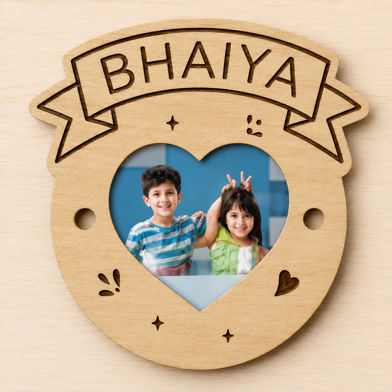 Personalized Bhaiya Wooden Sublimation Engraved Rakhi