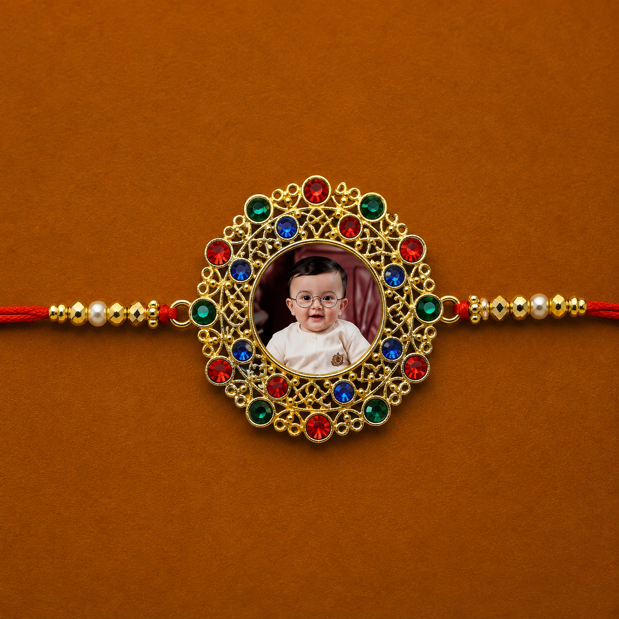 Personalized Veer Photo Sublimation Metal Rakhi