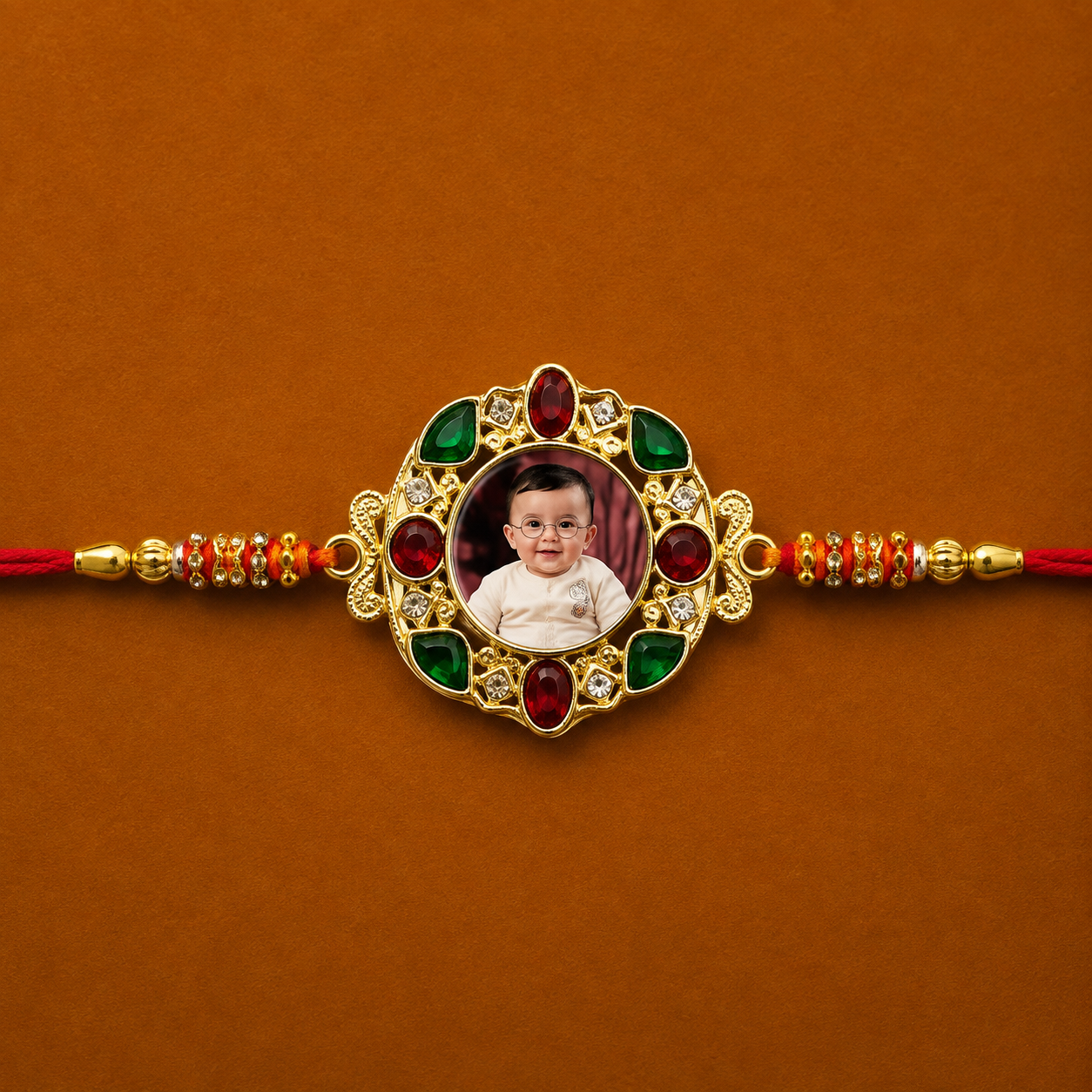 Personalized Veer Photo Sublimation Metal Rakhi