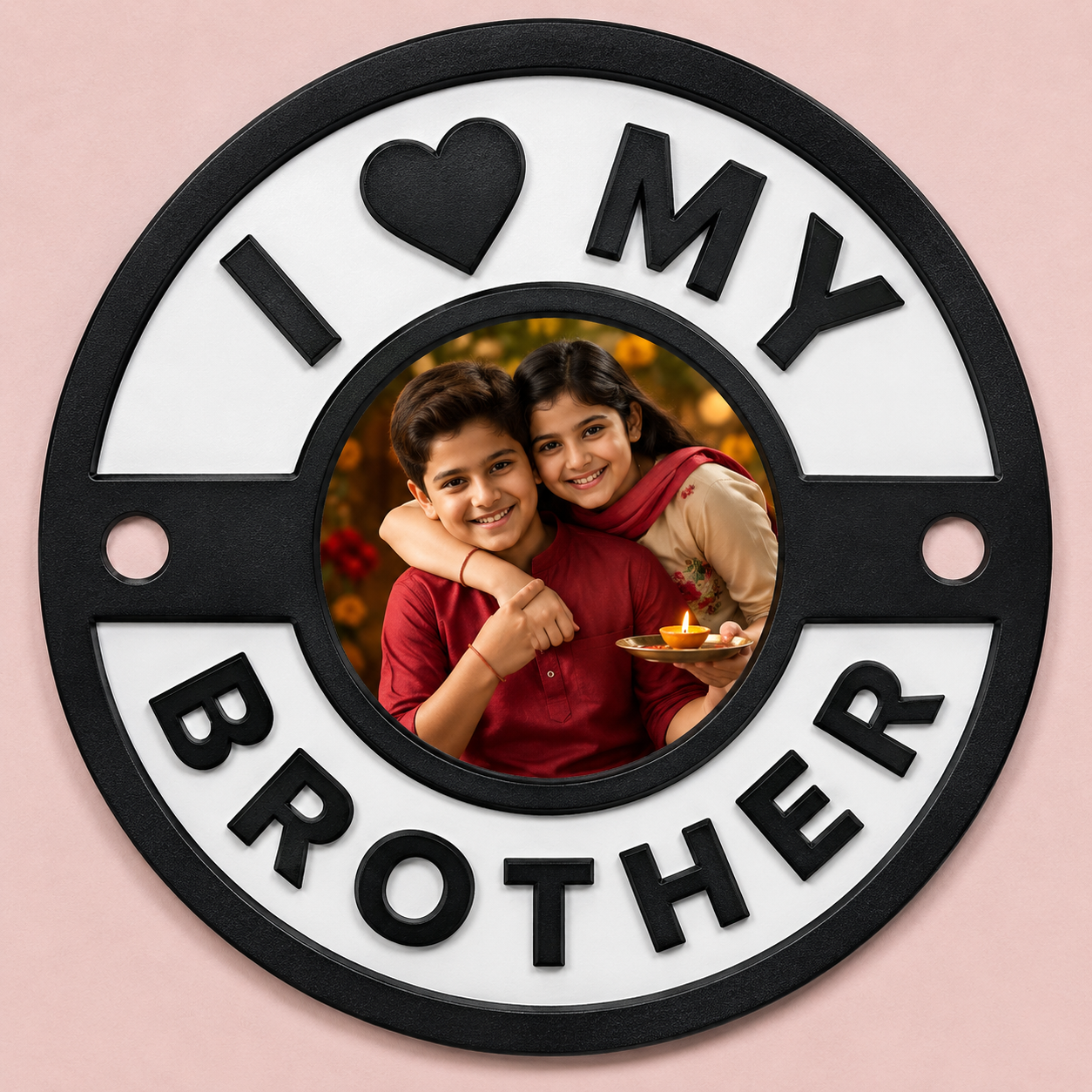 Personalized L Love My Brother Wood Acrylic Rakhi