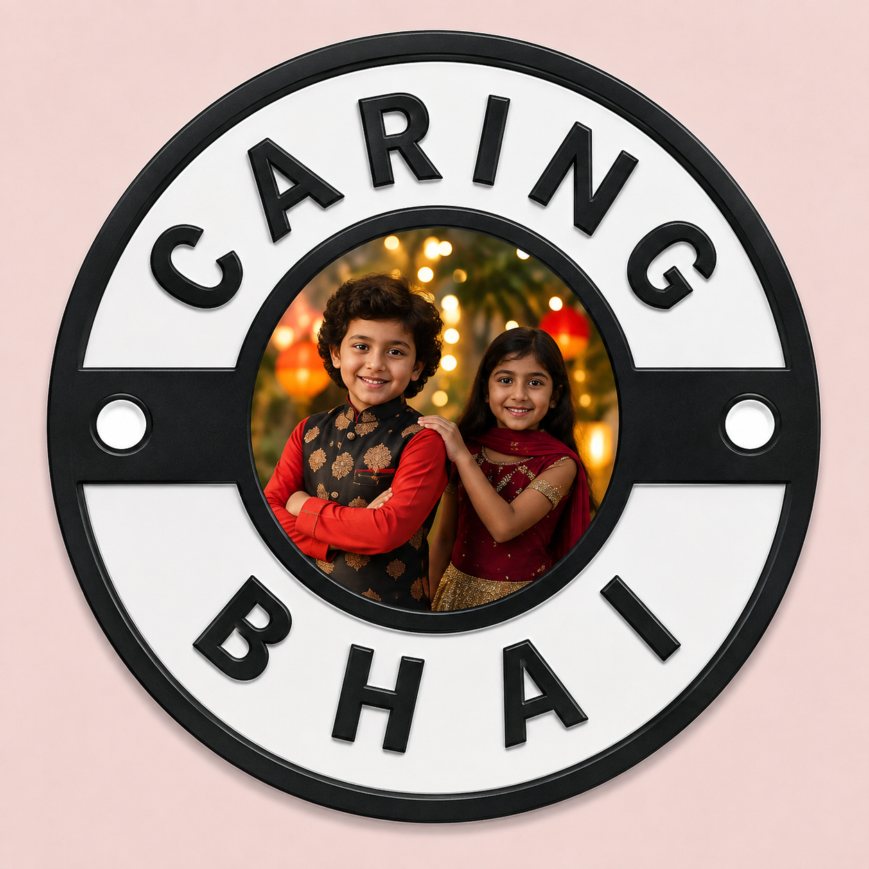 Personalized Caring Bhai Wood Acrylic Rakhi