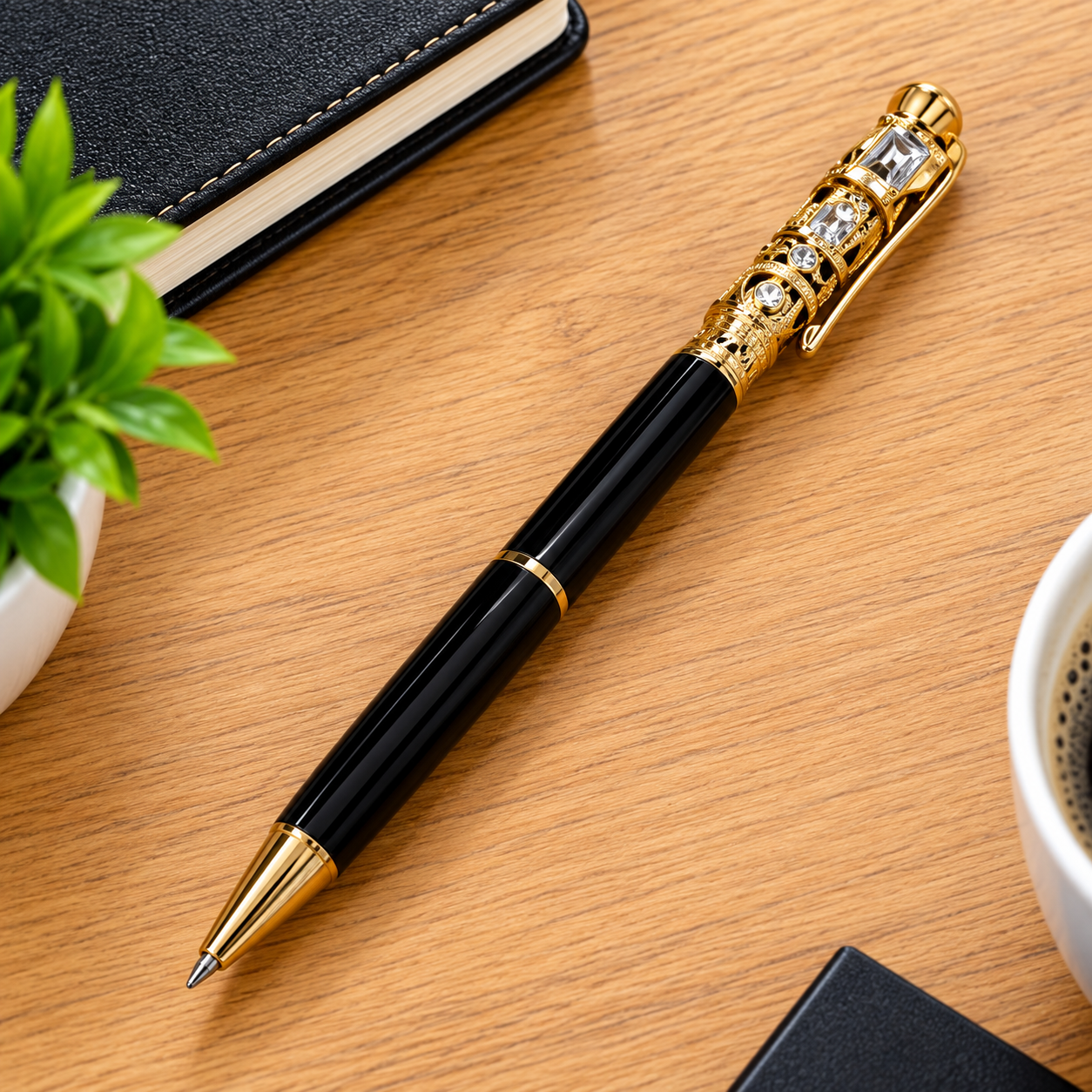 Black Metal Pen with Golden Top